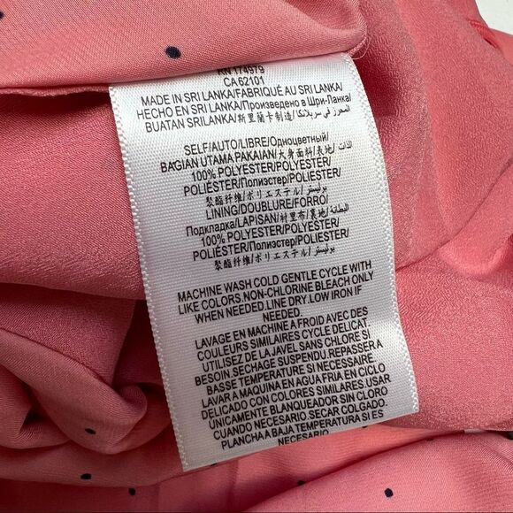 BCBGeneration Pink Black Ruched Asymmetrical Polka Dots Skirt Size 6 - Picture 9 of 10